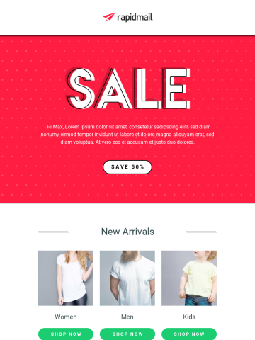 Newsletter template after using the 1-Click-Design-Feature